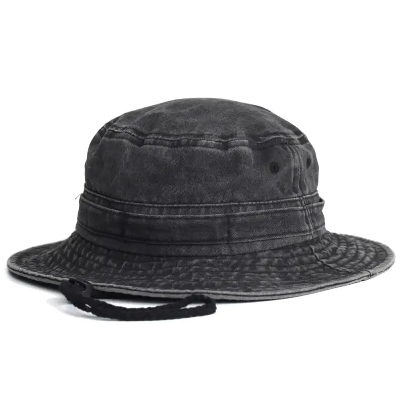 Bleached Denim Bucket Hat Black