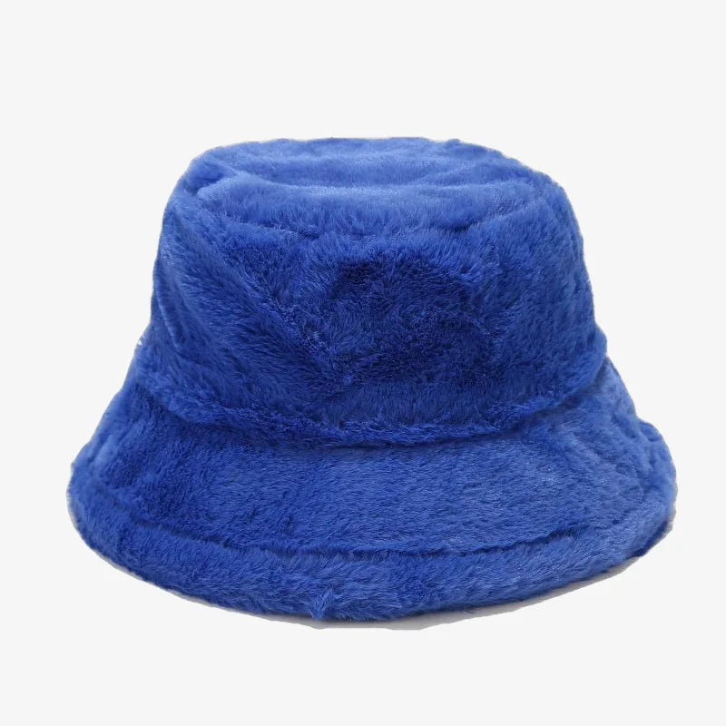 Blue Fuzzy Bucket Hat