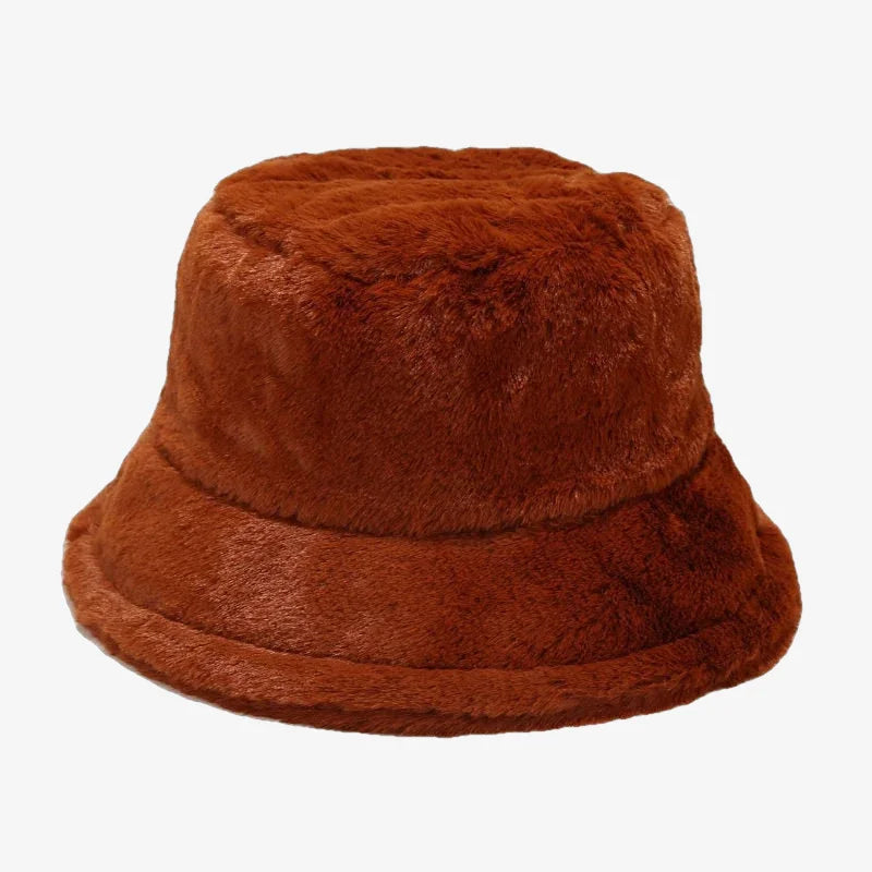 Brown Fur Bucket Hat