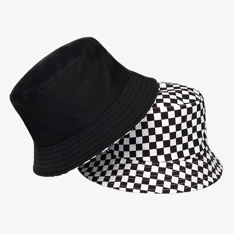 Bucket Hat Black and White Checked