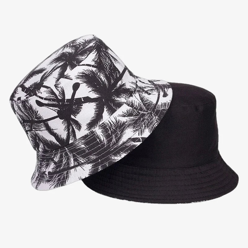 Bucket Hat Black and White Palm