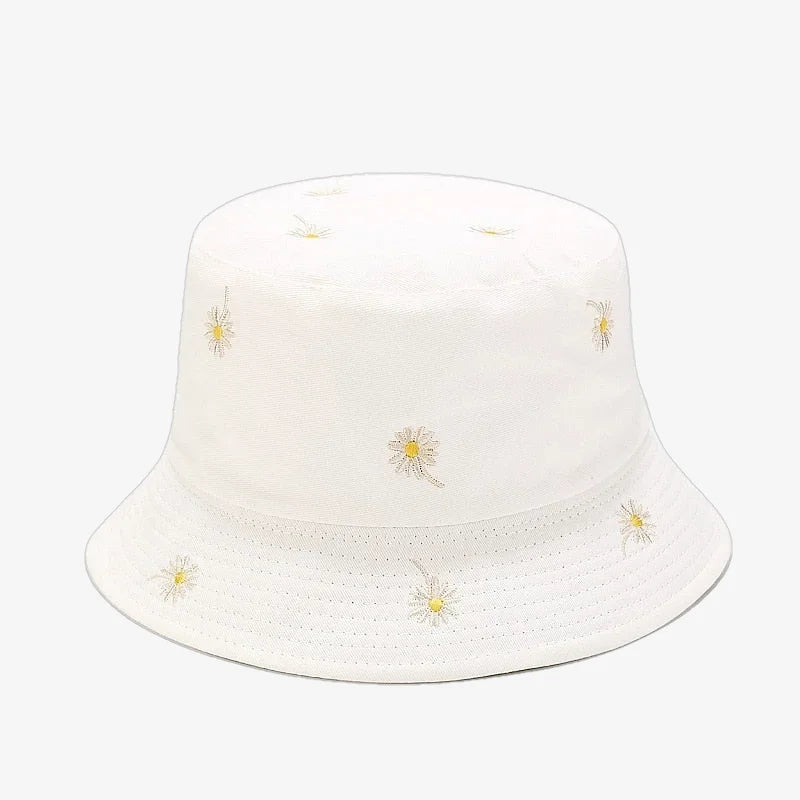 Bucket Hat Flowers White