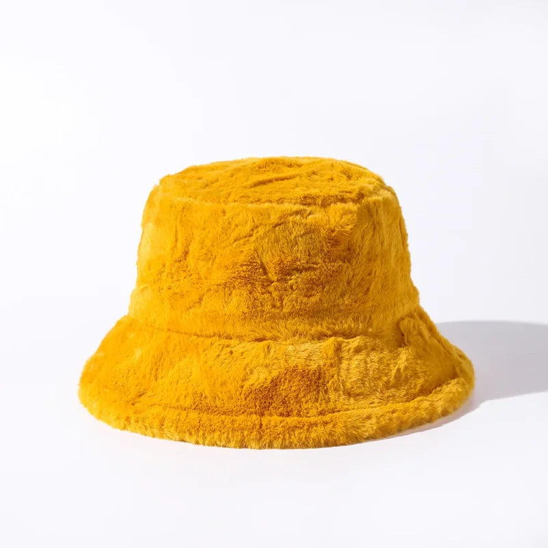 Bucket Hat Fuzzy Dark yellow