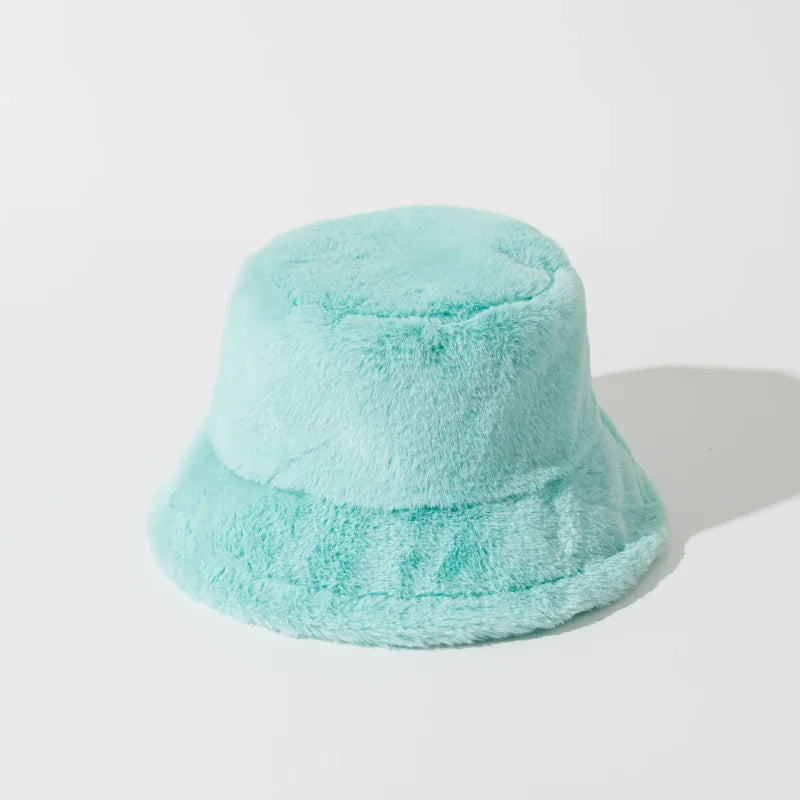 Bucket Hat Fuzzy Turquoise blue