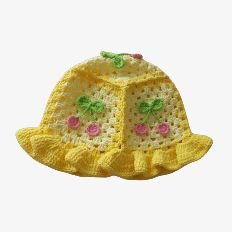 Bucket Hat Knitted Yellow