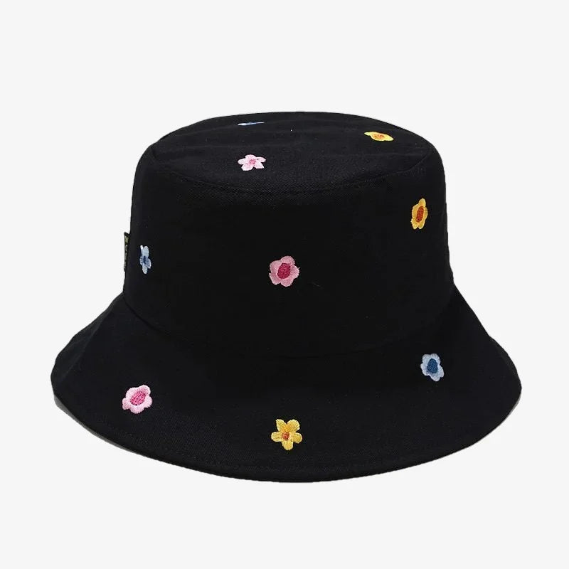 Bucket Hat Small Flowers Black