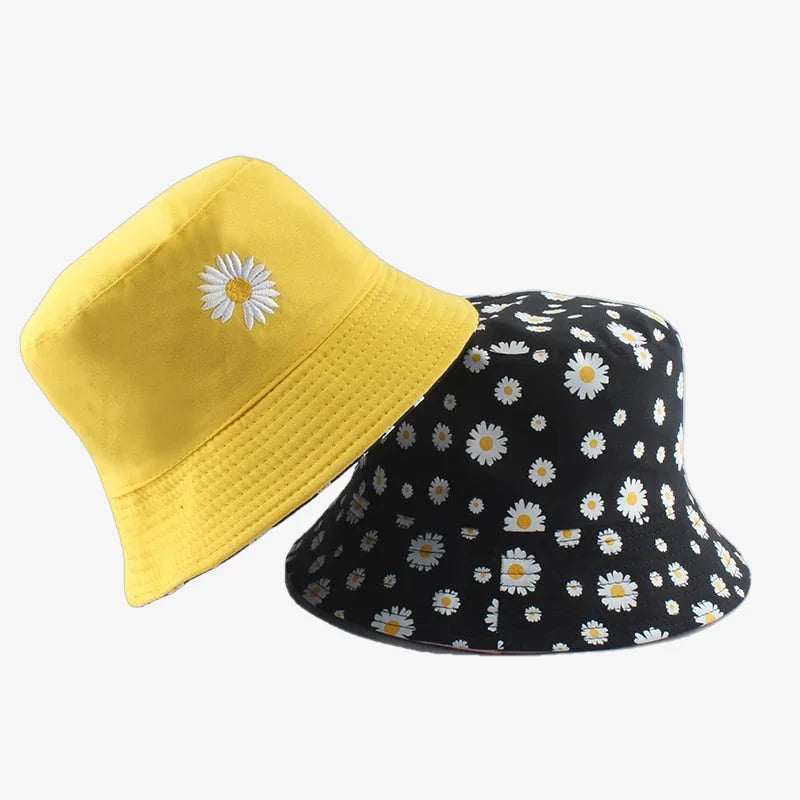 Bucket Hat With Flower Yellow