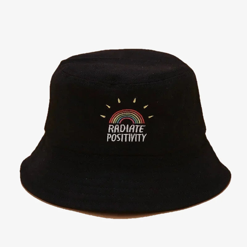 Bucket Hat With Rainbow Black