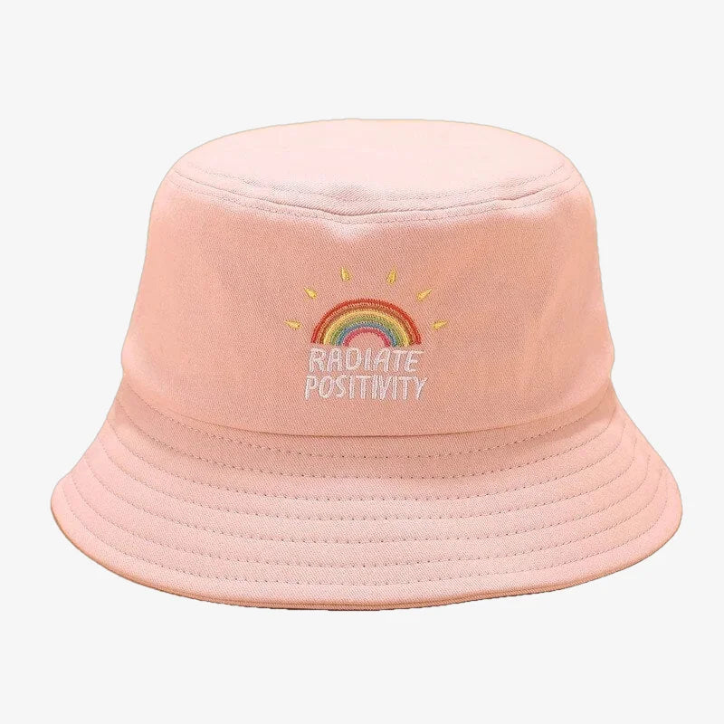 Bucket Hat With Rainbow Pink