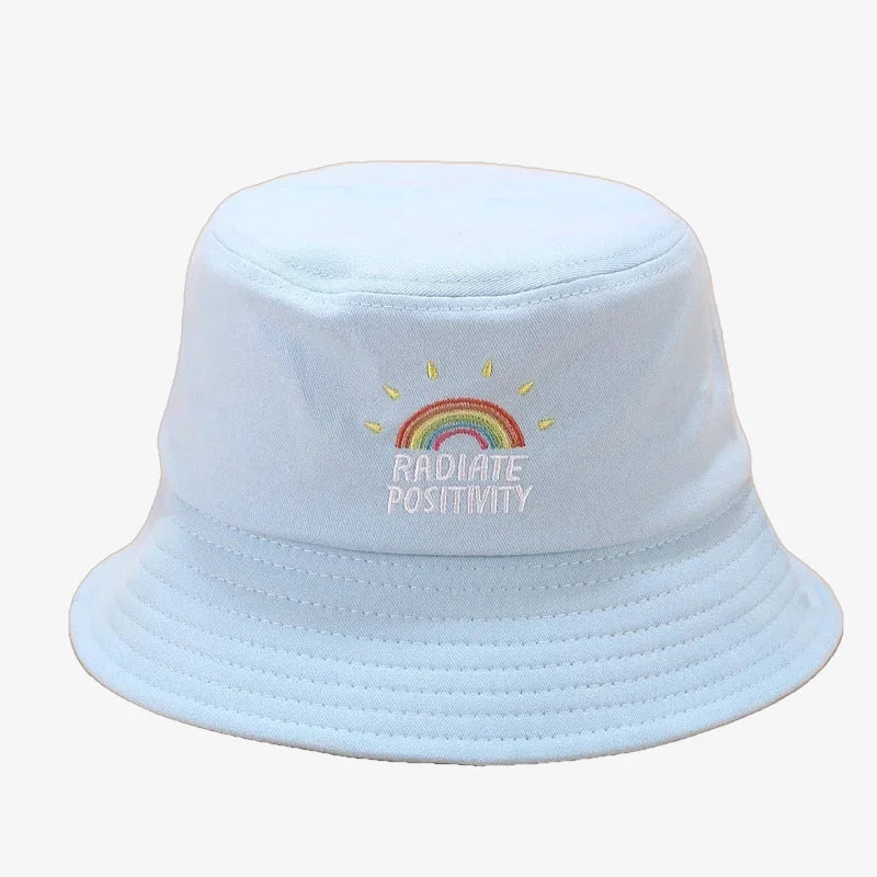 Bucket Hat With Rainbow Sky blue