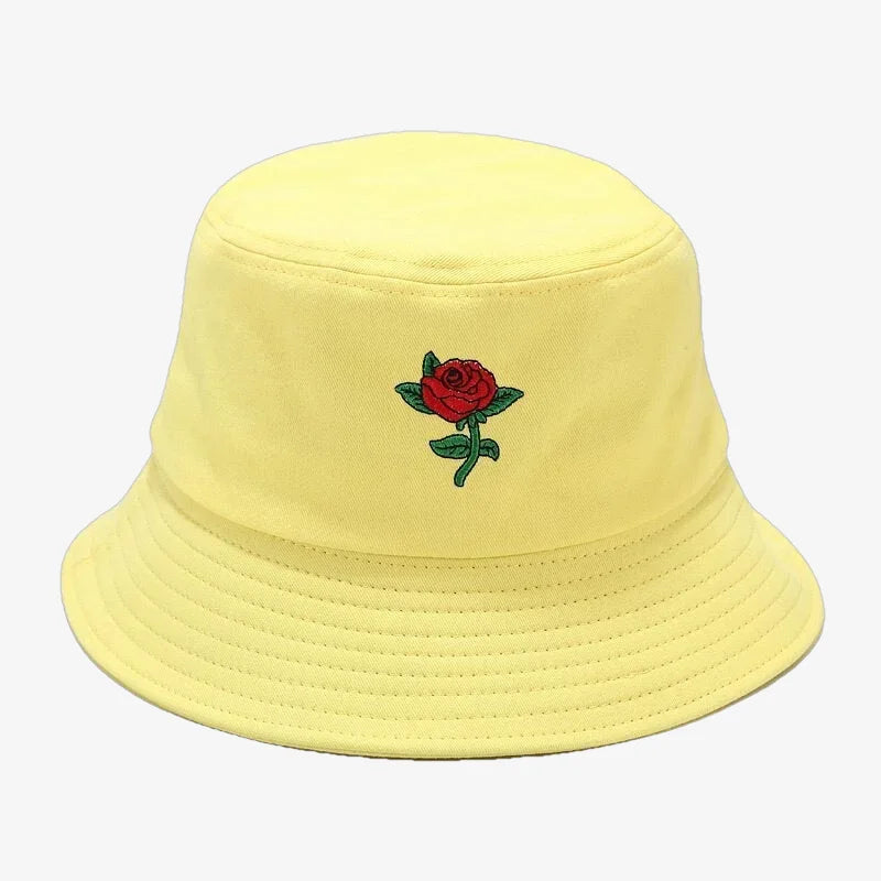 Bucket Hat With Rose Yellow