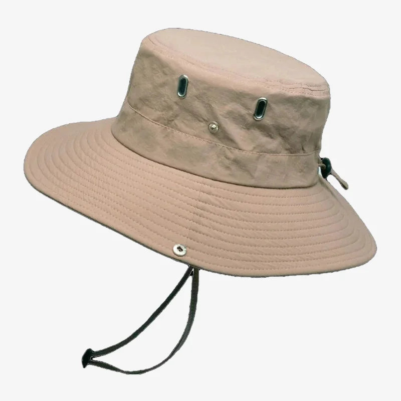Bucket Hat With String Mens Beige