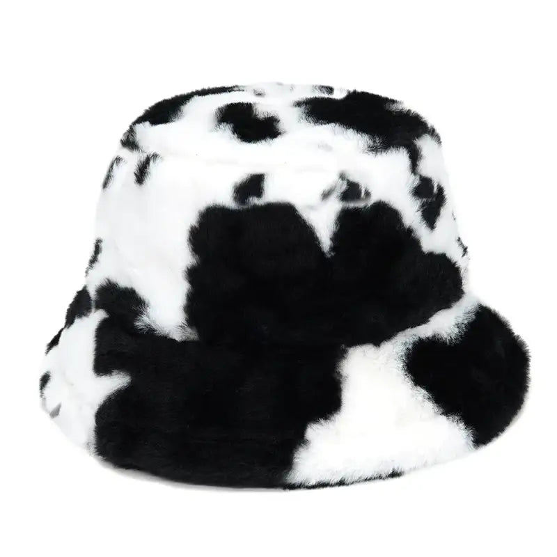 Cow Fur Bucket Hat Black