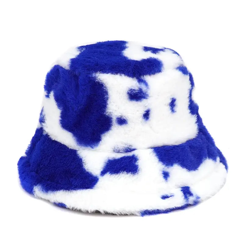 Cow Fur Bucket Hat Blue