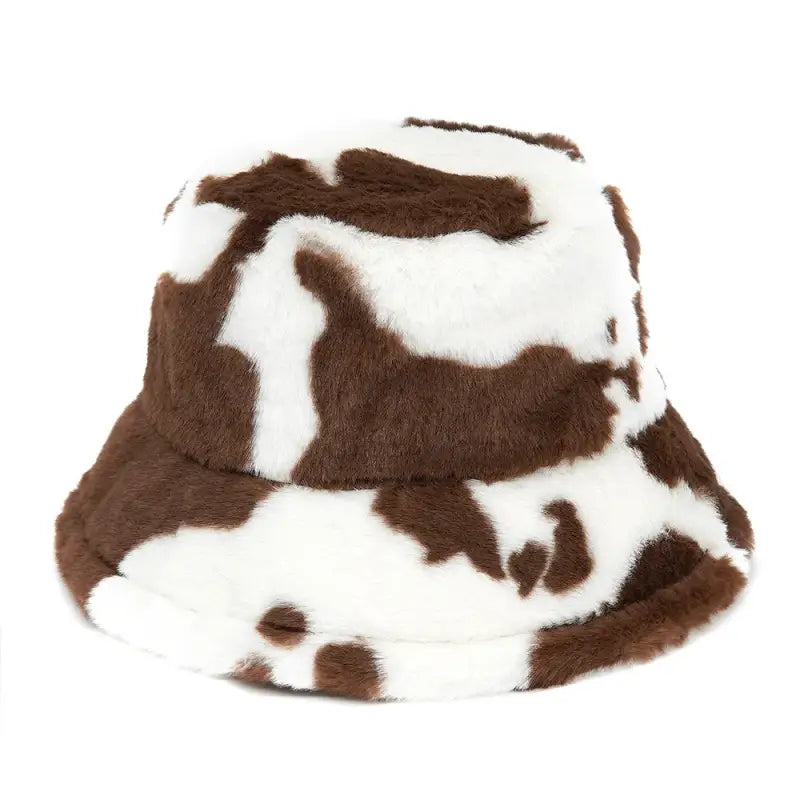 Cow Fur Bucket Hat Brown