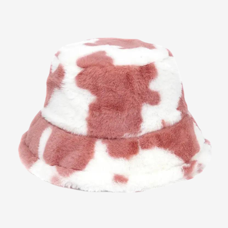 Cow Fur Bucket Hat Pink