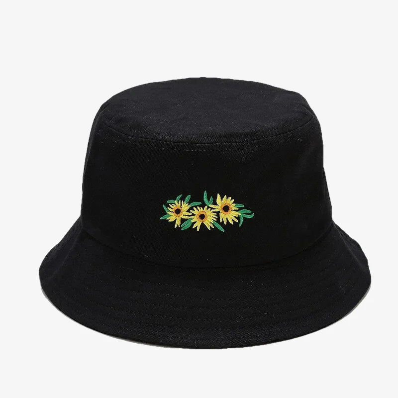 Flower Bucket Hat Black