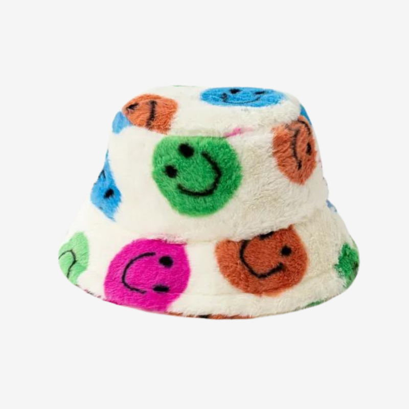 Fur Smiley Bucket Hat