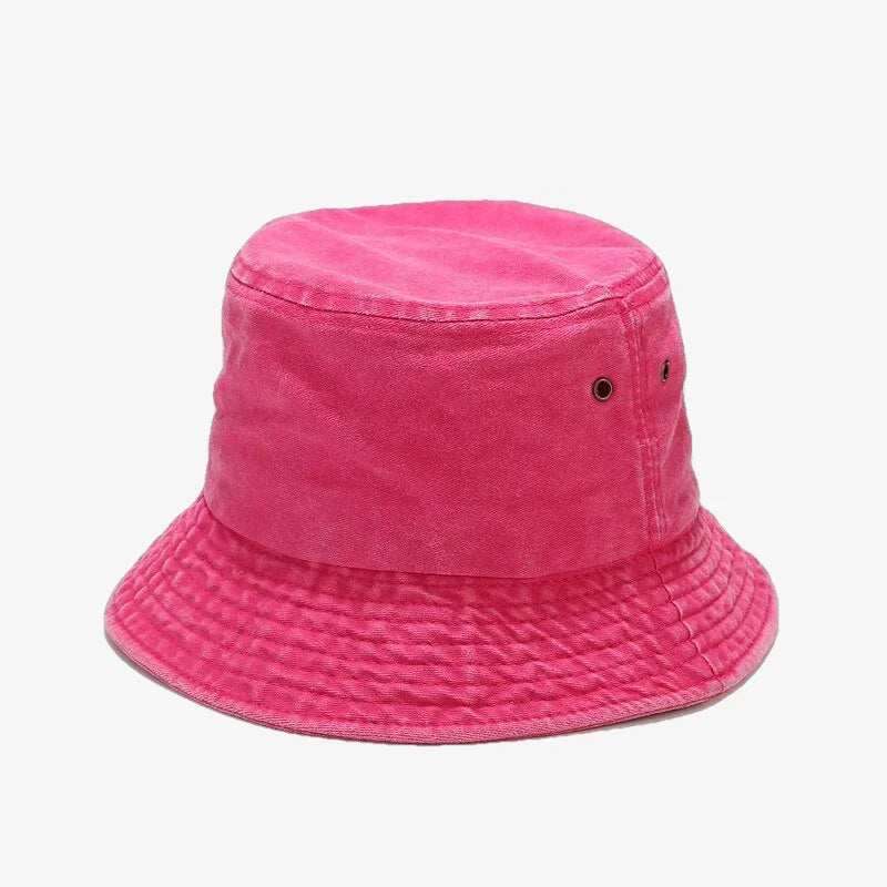Mens Denim Bucket Hat Pink