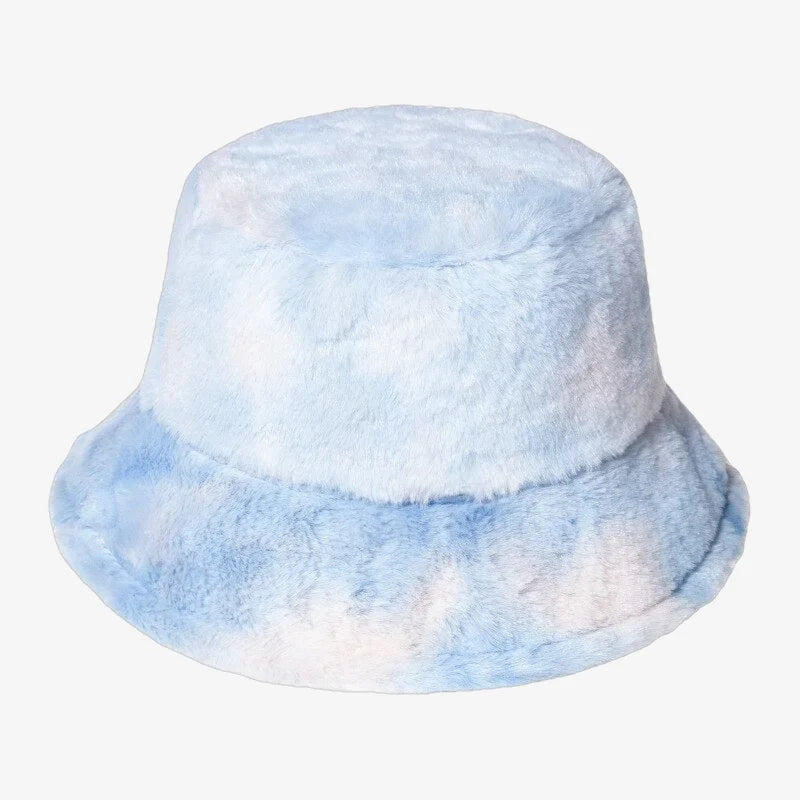 Tie and Dye Fur Bucket Hat Sky blue